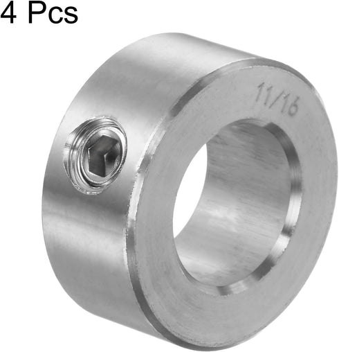 HARFINGTON 4pcs Shaft Collar, 11/16" Bore 304 Stainless Steel Set Screw for Wheel Barrow Axle, Gearbox Assemblies
