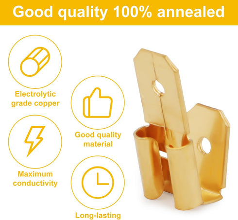 50pcs Electrical Double Male Female Adapter, Piggyback Spade Connectors to Single Female Brass 3 Way Adapter