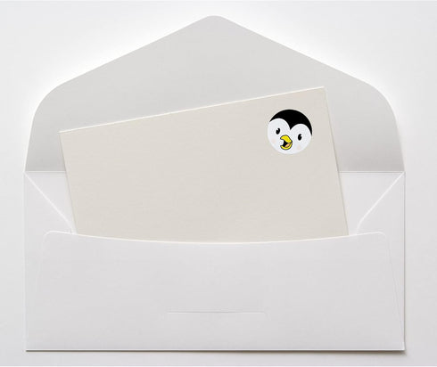Hybsk Cute Penguin Happy Face Stickers, 1.5" Round, Total 500 Labels Per Roll, Animal Stickers