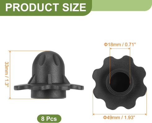 8Pcs 0.71 Inch uxcell Camping Chair Foot Cover, Plastic Table Legs Feet Covers Furniture Floor Protectors for Outdoor