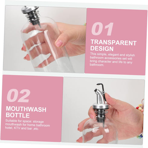 Set Elegant Glass Mouthwash Dispenser for Home Use