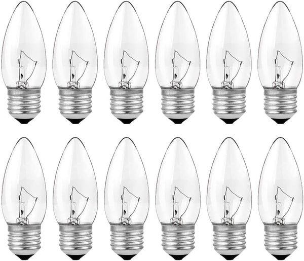 SCOMX 40W Equivalent Incandescent Torpedo Tip Chandelier with Crystal Clear Incandescent Light