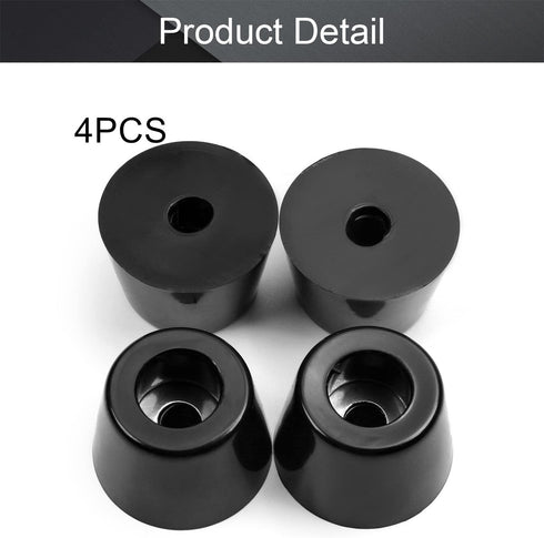 MroMax 4Pcs Round Rubber Feet Pads, 1.42" W x 0.98" H Non-Slip Bumper Feet for Furniture, Black