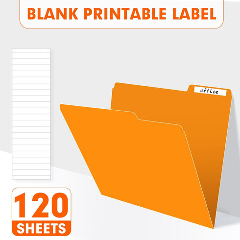 PANDRI File Folder, 120 Pack, 1/3 Cut Tab, Letter Size, Filing Folder for Office School Business, Orange