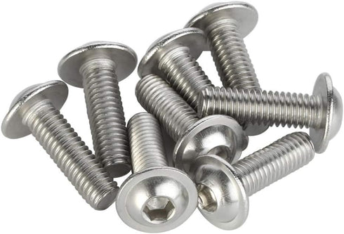M8-1.25 x 18mm Flanged Button Head Socket Cap Screws, Fully Threaded Stainless Steel 18-8 (304), 25 PCS, Allen Drive