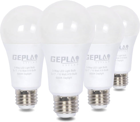 UL Listed 4-Pack 3 Way Light Bulb, 30 70 100W Replacement LED, Daylight 5000K, E26 Base