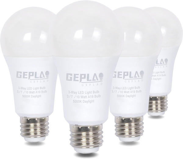 UL Listed 4-Pack 3 Way Light Bulb, 30 70 100W Replacement LED, Daylight 5000K, E26 Base