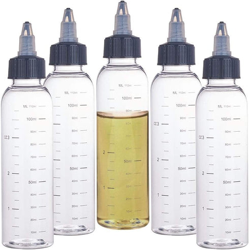 BENECREAT 12 Pack 110ml Transparent Plastic Dispensing Bottles with Twist Cap for Liquids, Inks, Oils, Crafts