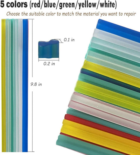 106pcs Plastic Welding Rods - ABS PP PU PE PA PC TPO for Car Bumper Kayak Repair Kit with Stainless Steel Mesh