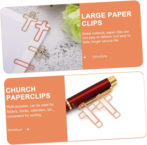 NUOBESTY 10pcs Cross Clip Letter Paper Clips, Large Paper Clips for Church, Office, Cartoon Big Paper Clip