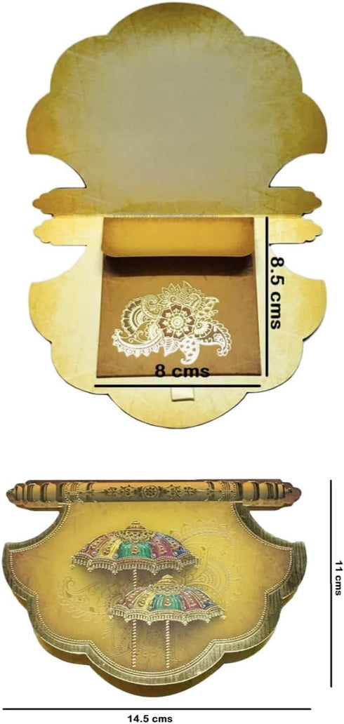 srne (Pack 10) 2-fold Set Shagun Envelopes of Pankha Fan Shaped Fancy Designer Money Cash Gift Envelope for Indian