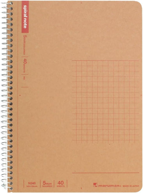 Maruman N248 Ring Notebook, 0.2 inch (5 mm) Square Ruled, Basic B6, 40 Pieces, Set of 10