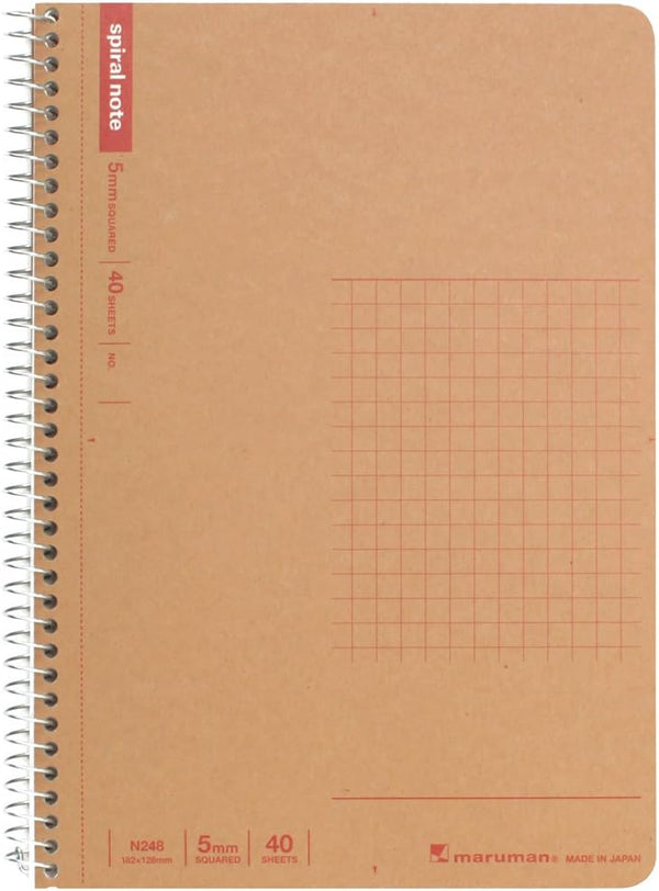 Maruman N248 Ring Notebook, 0.2 inch (5 mm) Square Ruled, Basic B6, 40 Pieces, Set of 10