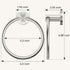 FORIOUS Brushed Nickel Towel Ring, SUS304 Stainless Steel Hand Towel Holder, Modern Wall Mounted Towel Rack