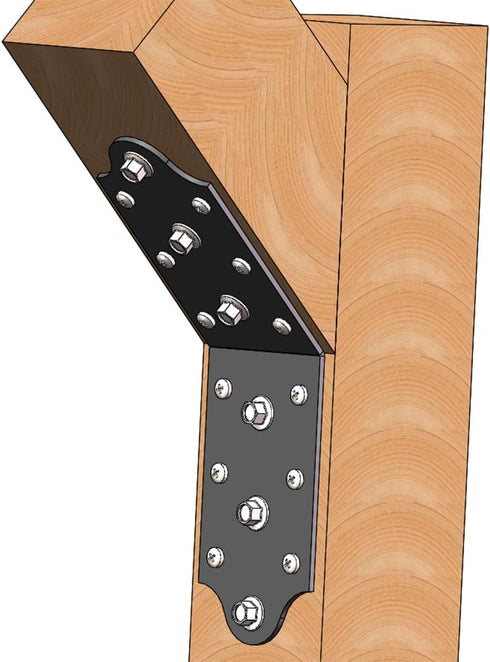 4 Pcs Heavy Duty Flush Inside 45-Degree Angle Bracket, 135 Degree Steel Tie Plate Connector for Post and Beam