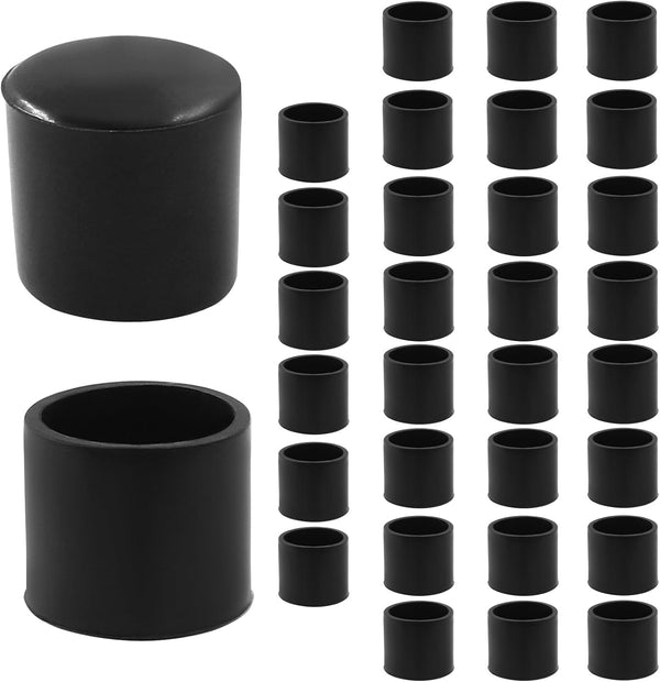 Dijedev 32Pcs Round Black Rubber Furniture Leg Caps, 1/2 Inch (12mm) Table Chair
