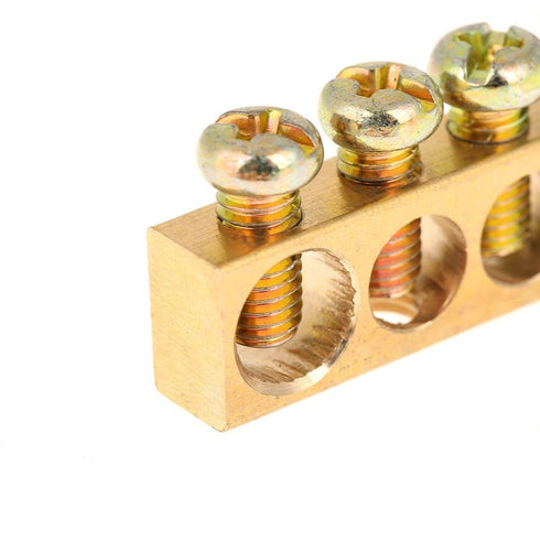 10Pcs Terminal Ground Bar, 5-Hole Electrical Distribution Cabinet Wire Screw Terminal Ground Copper Neutral Bar