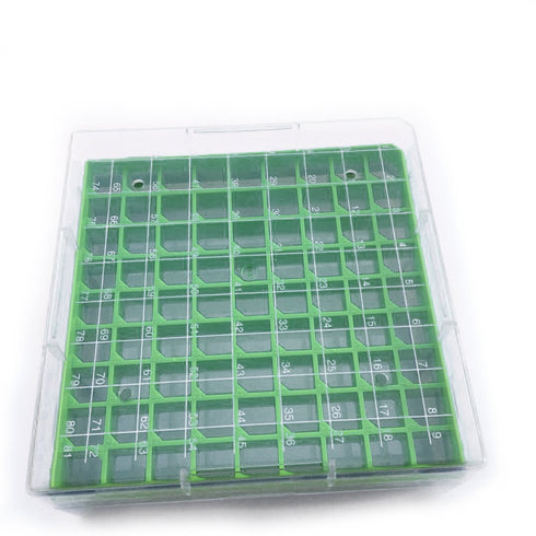 Polycarbonate CryoBox Vial Rack, 81 Place (9 x 9 Array) - Blue/Green/Red/Yellow (Pack of 4)