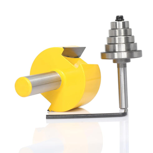 Set 6 1",Slot 3/4", 11/16", 5/8", 9/16", 1/2",3/8" Rabbet Router Bits with Interchangeable Bearings,Cutting Height