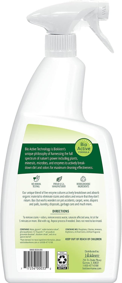 32 Biokleen Bac-Out Enzyme Cleaner Spray and Stain & Odor Remover for Pet Stains, Laundry, Diapers, Wine, Carpets
