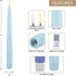 9 Inch, 4 Pack LampLust Flameless Taper Candles with Remote, Pastel Blue Candlesticks, LED Flickering Flameless Candles