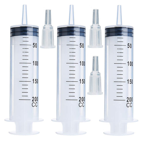 AKRAF 3 Pack 200ml Syringe for Scientific Labs, Refilling and Measuring