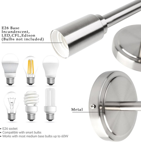Set 2-Light 2 Pack) Phansthy Wall Sconces of Two, Modern Sconces Wall Lighting Fixtures, Bathroom Light Over Mirror