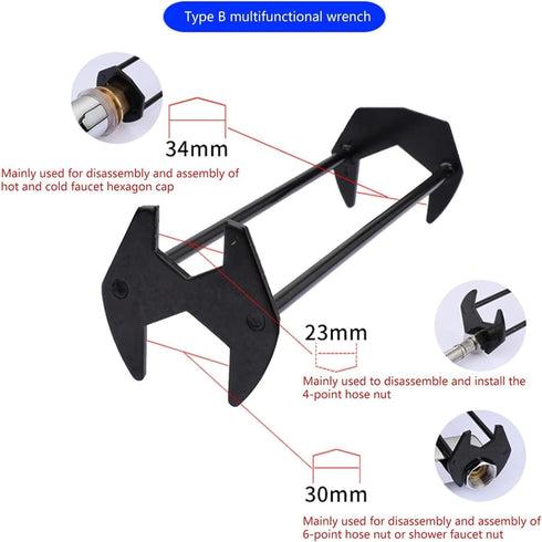 Basin Wrench Set, 7 Sizes Universal Sink Wrench, Multifunctional Carbon Steel Faucet Wrench (Black) (2)