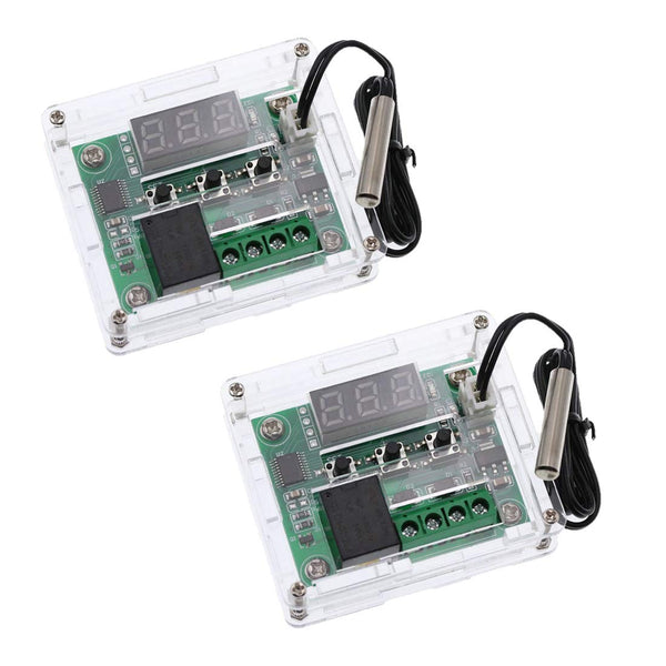 HiLetgo 2pcs W1209 Digital Temperature Controller Board, 12V DC Micro Thermostat with Waterproof Case