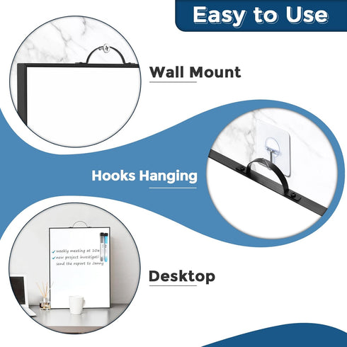 Small Dry Erase Whiteboard for Wall, 16" x 12" Portable Aluminum Frame Magnetic Surface with Handle, 2 Markers for Home