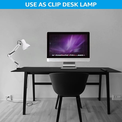 E26 TORCHSTAR Metal Desk Lamp with Clamp, Swing Arm, Architect Adjustable Gooseneck Table Lamp, Clip Desk Lights