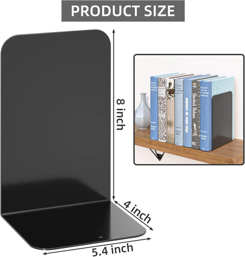 VFINE Bookends 1 Pair, Bookends for Shelves, Metal Black Book Ends for Shelves, Book Ends for Heavy Books, Book Shelf Holder for Home Office by VFINE