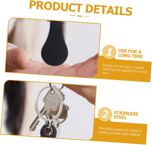 6pcs NUOBESTY Shopping Cart Token Keychain Stainless Steel Keychain Ring Shopping Token Holder Decorative