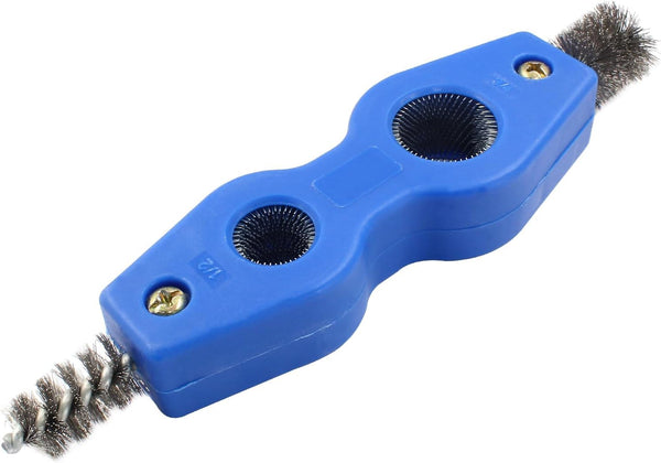 1 Pcs 4-in-1 Copper Tubing Brush, Copper Pipe Cleaner Tool for Plumbing Installation, Blue Steel Bristles