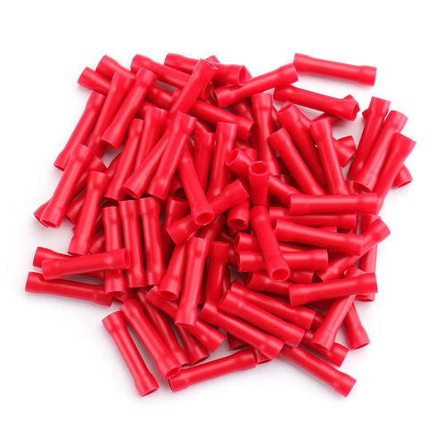 Baomain 100pcs Red BV1.25 22-16 AWG Insulated Electrical Wire Connector Crimp Terminals