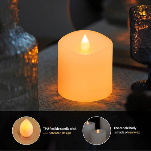 3x3 Flickering Flameless Candles Set of 1, 600 Hours Battery Life with Timer, 3 inch Ivory Candles for Indoor/Outdoor