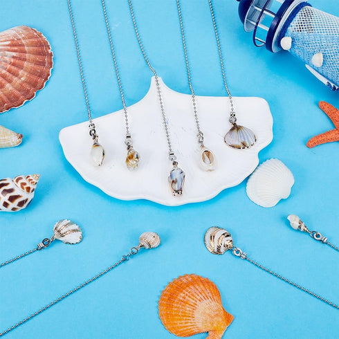 6 12.6in CRASPIRE Style Seashell Ceiling Fan Pull Chain Extender Charm Pendant Ocean Boho Adjustable Decorative