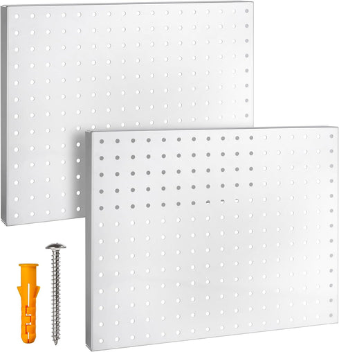 Heavy Duty Metal Pegboard Organizer - Wall Storage Steel Peg Board Panels Set with 1/4 inch Round Holes, 2 Pack
