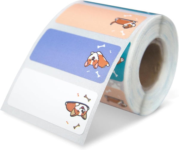 PUQU 30x14mm Cartoon Corgi Direct Thermal Sticker Labels, Self-Adhesive Label Maker Tape for AQ/Q1 Series