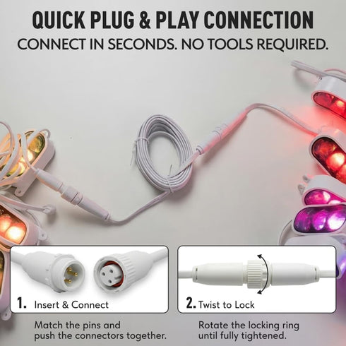 EZLightsGroup 10ft 3-Pin (H707A H707B H707C) IP68 Extension Cable Compatible with Govee Outdoor Lights Prism Waterproof