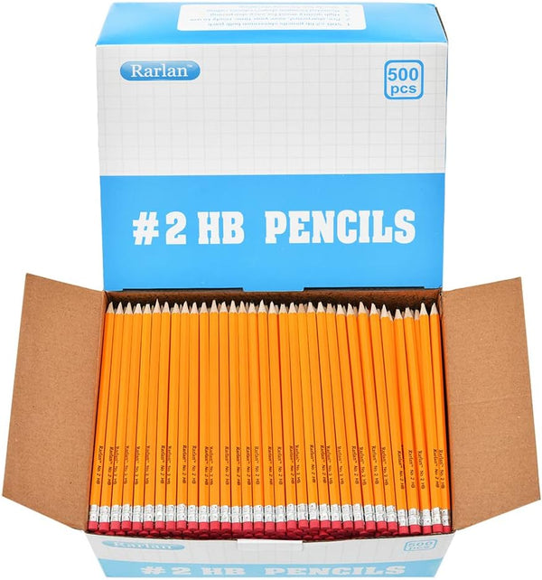 Wood-Cased #2 HB Pencils, Pre-sharpened, 500 Count Bulk Pack