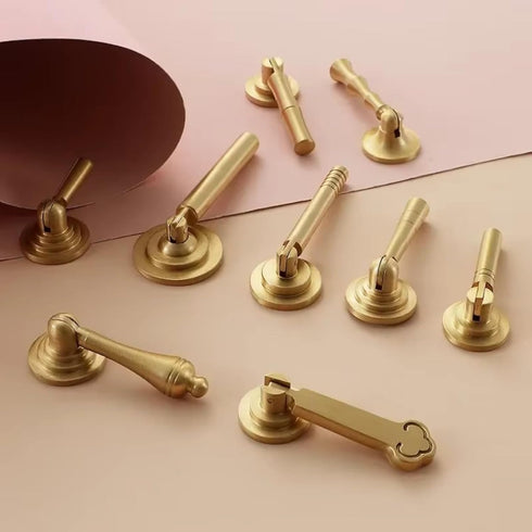Aoleegatt Hole(04-Single 25mm Pull Ring Solid Brass Furniture Drop Handles Golden Rotatable Round Bedside Drawers