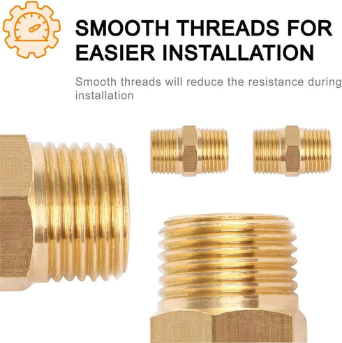 1/2" X 1/2" NPT Brass Nipple Pipe Fittings - Equal Adapter Union Male Threaded Connector, Pack of 2