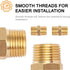1/2" X 1/2" NPT Brass Nipple Pipe Fittings - Equal Adapter Union Male Threaded Connector, Pack of 2