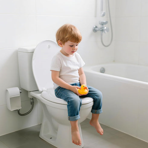 DryLabs 16.5" Round Toilet Seat with Built-In Toddler Seat - Soft Close for Child & Adult, Potty Training Seat, Durable