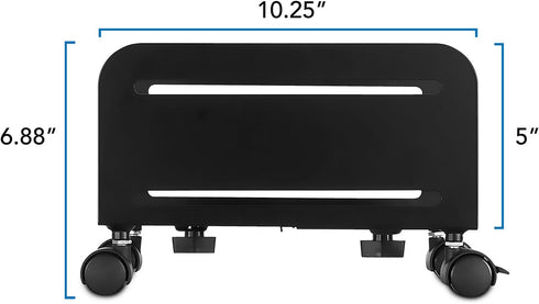 Mount-It! 4.87 8.5 Inch Computer Tower Stand, Adjustable Mobile CPU Stand with Wheels, Heavy-Duty Steel Rolling Cart