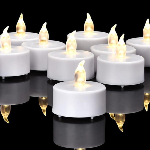 Battery Operated Flameless Tea Lights, LED Flickering Electric Votive Candle 24 Pack for Seasonal Celebrations and