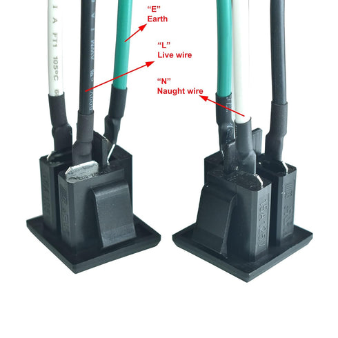 2PCS 15A 125V AC Panel Mount Outlet, Industrial Plug Female Connectors Adapter with 14AWG Connection Line
