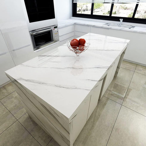 YENHOME Peel and Stick Contact Paper, Waterproof Marble Wallpaper, Self-Adhesive White Contact Paper for Cabinets