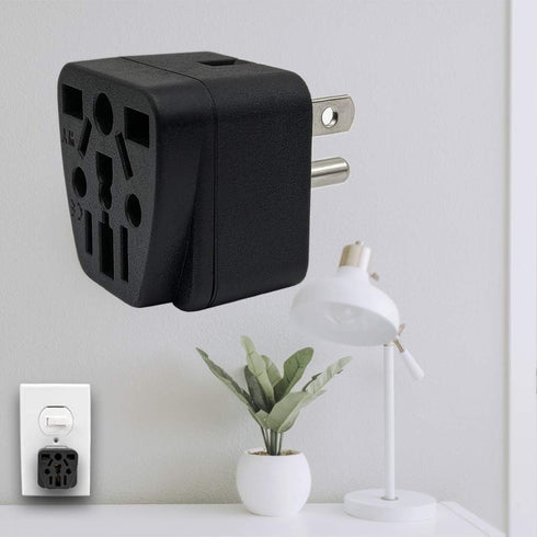 US Travel Plug Adapter for EU/UK/AU/CN/JP/Asia/Italy/Brazil to USA (Type B), 3 Prong Grounded Wall Plug